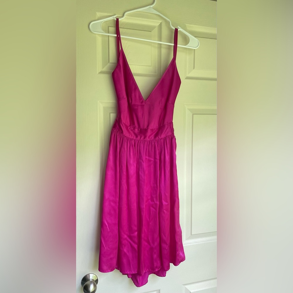 Contrarian New York Magenta Barbara Bibb Backless Mini Dress
